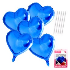 파티쇼 하트 은박 풍선 45cm 5p + 빨대 5p 세트, 블루(풍선), 1세트