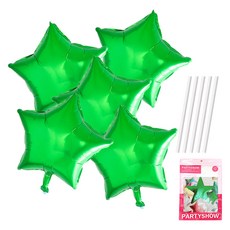 파티쇼 별 은박 풍선 45cm 5p + 빨대 5p 세트, 그린(풍선), 1세트