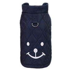 狗狗微笑印花菱形絎縫保暖背心, Indigo, 1件