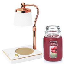 Yankee Candle 可調節亮度高度浪漫融蠟燈 + 大罐蠟燭組, 白色(融蠟燈), 黑櫻桃