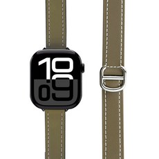 심플리로어 디버클 슬림 레더 스트랩, 카키, 1개