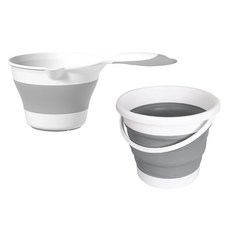 MONACO OLIVE 多用途折疊籃 5L + 長柄折疊水瓢組, 1套, 灰色