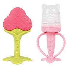 ange 草莓固齒器 + 貓咪果汁網 + 收納盒 + 替換網 2入 套組, 1套, 粉紅色(果汁網), 固齒器 + 果汁網 + 收納盒 + 替換網 2入