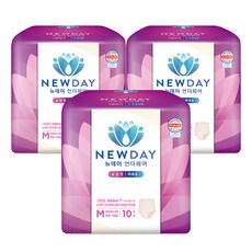 뉴데이 여성용 언더웨어 울트라슬림 성인기저귀, 중형, 10매입, 3세트