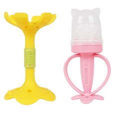 ange 嘴唇固齒器+ 貓咪果汁網 + 收納盒 + 補充網 2入 組, 1套, 黃色(固齒器), 粉紅色(果汁網), 固齒器 + 果汁網 + 收納盒 + 補充網 2入