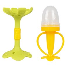 ange 嘴唇固齒器 + 黃金香蕉咬咬樂 + 收納盒 + 2p 替換網袋套組, 綠色(固齒器), 黃色(咬咬樂), 1套, 固齒器 + 咬咬樂 + 收納盒 + 替換網袋 2p