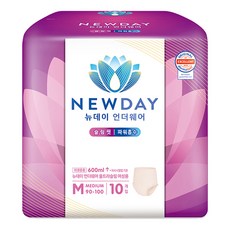 뉴데이 여성용 언더웨어 울트라슬림 성인기저귀, 중형, 10매입, 1세트