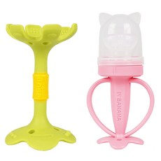 ange 嘴唇固齒器 + 貓咪果汁網 + 收納盒 + 補充網 2入 組, 1套, 綠色(固齒器), 粉紅色(果汁網), 固齒器 + 果汁網 + 收納盒 + 補充網 2入