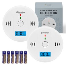 Breeze Moon 一氧化碳警報器 偵測器 露營用 家用 測量儀 + 電池組, 白色, 2套