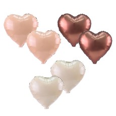 PARTYSHOW 愛心鋁箔氣球 3款 x 2入組, 1套, 巧克力, 拿鐵, 奶油