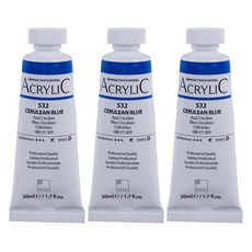 신한화구 전문가 아크릴컬러 Tube 세룰리안 블루 3p, 50ml, 1색