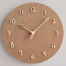 MJK 木質柔和靜音壁鐘, 淺胡桃木色