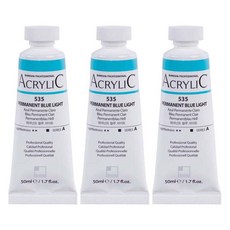 신한화구 전문가 아크릴컬러 Tube 퍼머넌트 블루 라이트 3p, 50ml, 1색