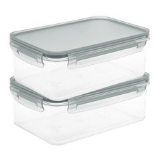 생활엔 클리어 차곡차곡 모듈러 밀폐용기 그레이, 1세트, 2.2L (2P)