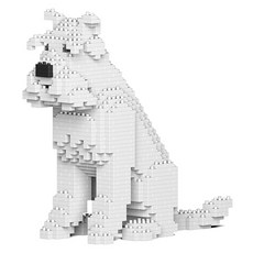 JEKCA 坐姿標準雪納瑞狗狗積木 S, 白色