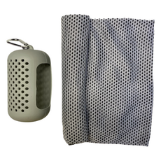 Bonitory 涼感運動毛巾 30 x 80 cm + 圓形矽膠保護套 + 盒裝組合, 1套, 麻灰色