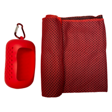 보니토리 쿨링 스포츠타올 + 원형 실리콘 커버 세트, 레드, 1개