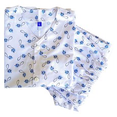 Medico 病人服 醫院住院服 棉混紡 藍菊花 藍色套裝 L, 1套