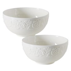 American Road 玫瑰浮雕陶瓷飯碗 RK2205, 白色, 2個