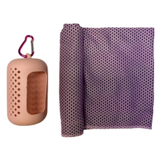 보니토리 쿨링 스포츠타올 30 x 90 cm + 원형 실리콘 커버 + 박스 세트, 핑크색, 1세트