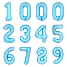 PartyIsland 數字鋁箔氣球 12p 套組 80cm, 1套, 藍色