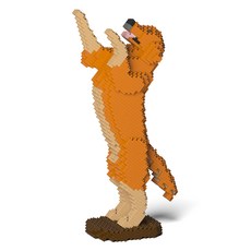 JEKCA 舉起前腳的黃金獵犬狗狗積木 S, 棕色