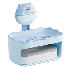 푸트로랩 귀여운 곰돌이 펀청리스 물빠짐 비누케이스, 블루, 1개