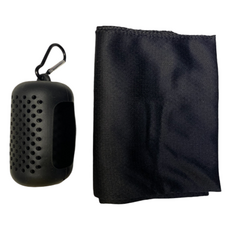 Bonitori 涼感運動毛巾 + 圓形矽膠保護套組, 黑色, 1個