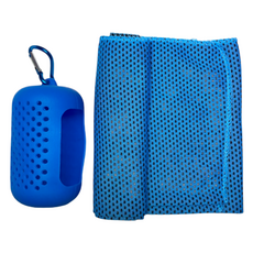 Bonitori 涼感運動毛巾 + 圓形矽膠保護套組, 天藍色, 1個