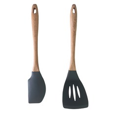 라쿠친 실리콘 조리도구 2종 세트, 진그레이, 1세트, 뒤집개 + 요리주걱