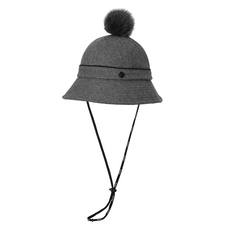 Cleveland GOLF 女款狐狸毛球毛線漁夫帽 高爾夫球帽 CGWCP44883, 1個, 炭灰色