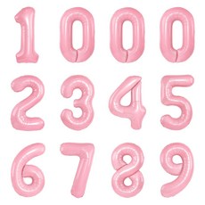 파티아일랜드 숫자 호일 풍선 12p 세트 40cm, 핑크, 1세트