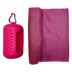 Bonitori 涼感運動毛巾 + 圓形矽膠保護套組, 玫瑰紅色, 1個