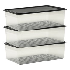 SAENGHWALEN 柔軟PP冷凍專用密封保鮮盒 黑色, 6000ml, 3個