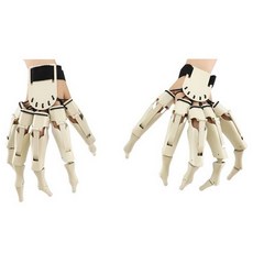 機械骷髏骨手指系統雙手套組, 1套, 米色