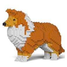 JEKCA 셔틀랜드 쉽독 강아지 블럭 S 소형, 브라운, 1개