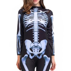 女款骷髏萬聖節服裝 W-0215, 黑色, 1個