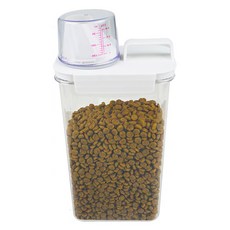 NEOZZANG 寵物透明密封飼料儲存桶, 2.3L, 白色, 1個