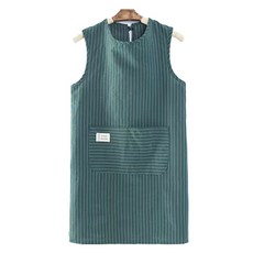 Allwaili 橫條紋 條紋 口袋無袖圍裙 TSP1512, 綠色, 1個