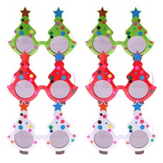 Party09 聖誕樹造型眼鏡 3款 x 2件組, 1套, 綠色, 紅色, 白色