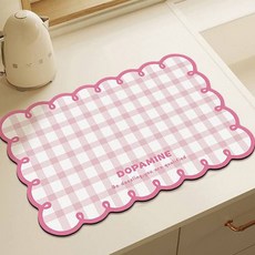 Paperments Check-rolly 珪藻土廚房碗盤瀝水墊 12593, 1個, 粉紅色