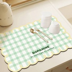 Paperments Check-rolly 珪藻土廚房碗盤瀝水墊 12593, 1個, 綠色