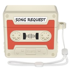 Gojibi BIBIPY 復古風格 AirPods TPU AirPods 第4代 保護殼 + 掛繩組, 橘色 + 掛繩