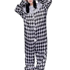 파티공구 체크무늬 삐에로의상, 화이트 + 블랙, 1개
