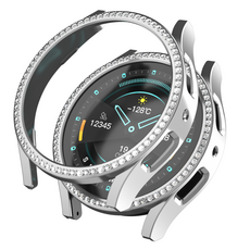 MOHARLAB 相容Galaxy Watch 螢幕保護水鑽邊框硬殼 40mm, 03 銀色, 1個