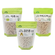OrganicStory 유기농 현미로 만든 스낵 3종, 1세트, 사과맛, 검은콩맛, 자색고구마맛, 60g