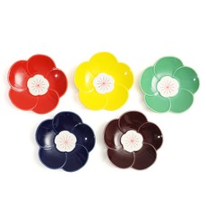 코하루 블룸 접시 16.5cm 세트, 1세트, 5종, 포피레드 + 비비드옐로우 + 오션그린 + 코발트블루 + 플럼퍼플