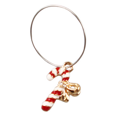 미소로운 크리스마스 할로윈 와인잔 링, 지팡이사탕, 1개