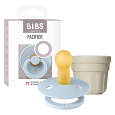 BIBS 컬러 천연고무 노리개 쪽쪽이 + 전용캡 세트, 2단계, 베이비블루, 1세트