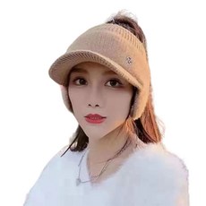 高爾夫針織耳罩空頂帽, 卡其色, 1個